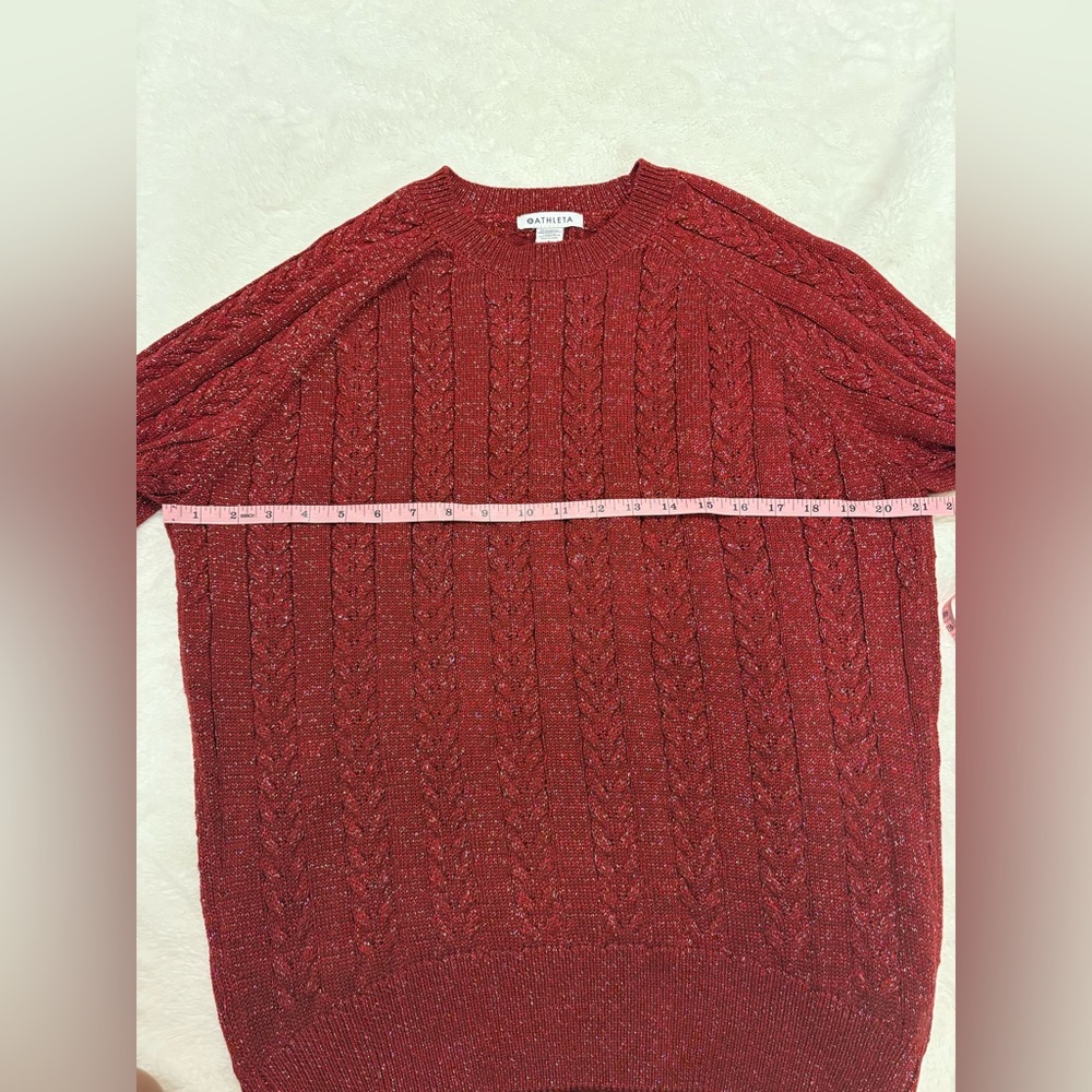 Athleta Crossroads Crew Sweater Red Metallic Size S - Picture 6 of 9